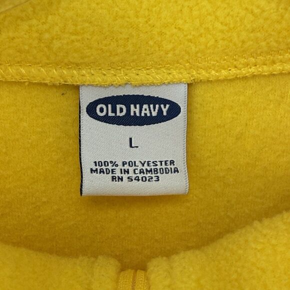Old Navy vintage y2K Yellow Fleece 1/4 Zip Pullover Sweater Size L - Picture 6 of 16